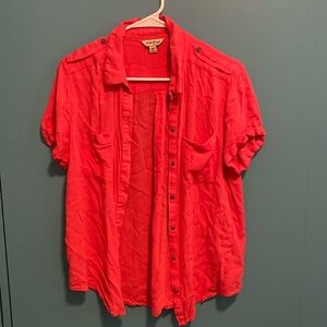 Coral Lucky Button Up Shirt